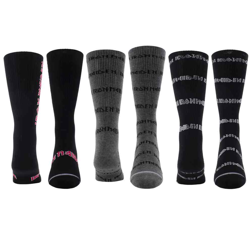 Iron Maiden - 3 Pk Volume Crew Socken - Schwarz/Grau